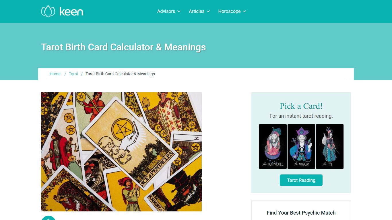 Tarot Birth Card Calculator | Tarot Cards & Birthdays | Keen Articles